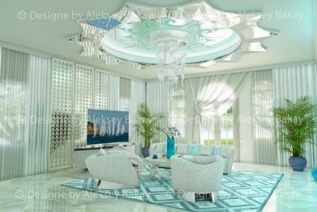 Фото Дизайн интерьера гостиной комнаты Miami Beach, La Gorce drive